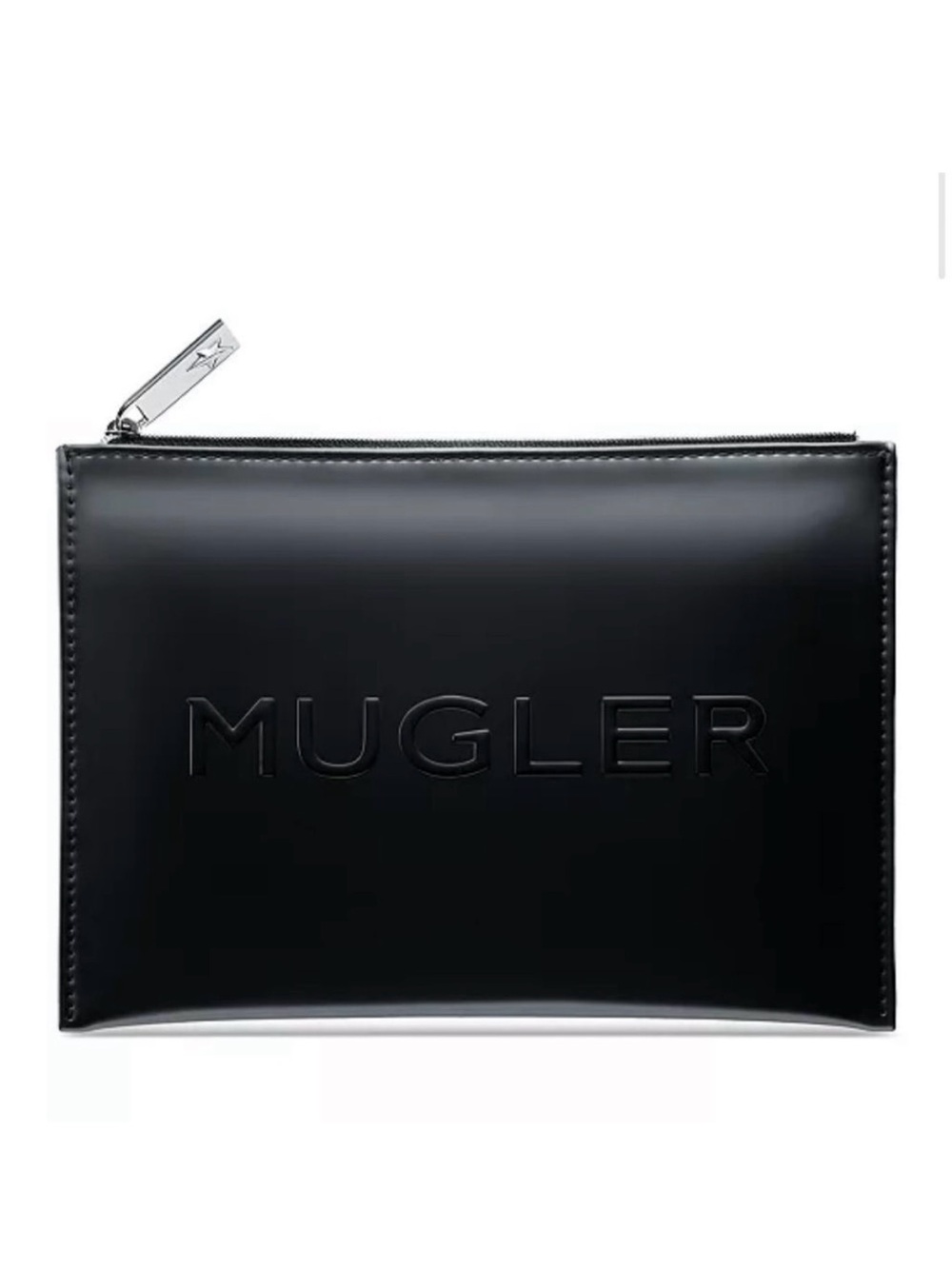 Mugler Black on Black faux leather pouch size medium